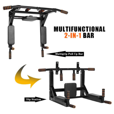 AJX Double function Pull up bar stand wall mounted pull up and dip station bars